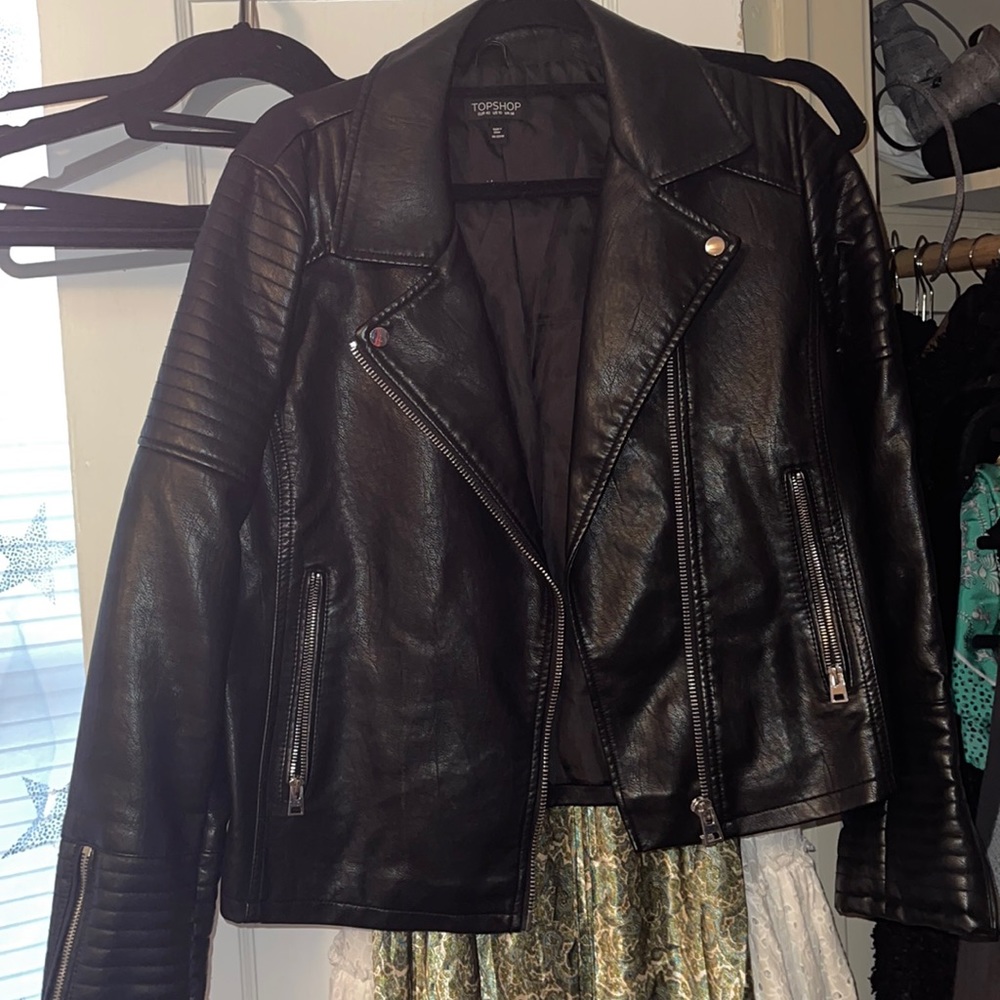 Topshop black leather jacket